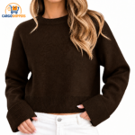 Cargoshipers Women's Dark Brown Cropped Knit Sweater